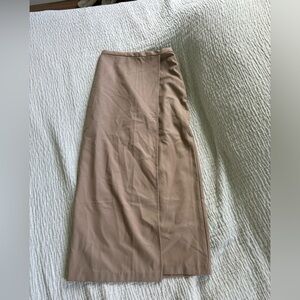 Tan Wrap Midi Skirt